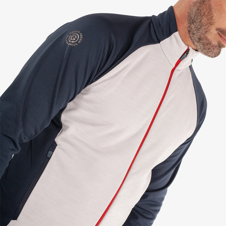 Darwin is a Insulating golf mid layer for Men in the color Cool Grey/Navy(3)