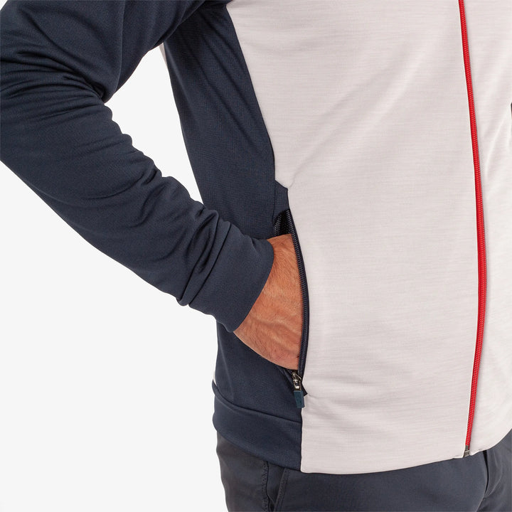 Darwin is a Insulating golf mid layer for Men in the color Cool Grey/Navy(4)