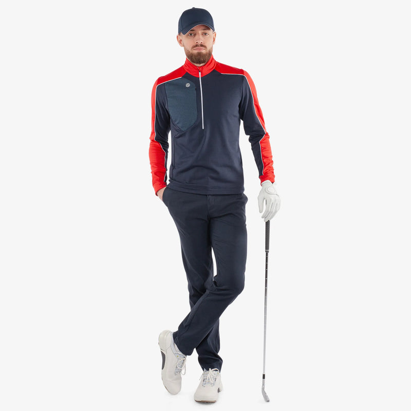Dave is a Insulating golf mid layer for Men in the color Navy/Red(2)