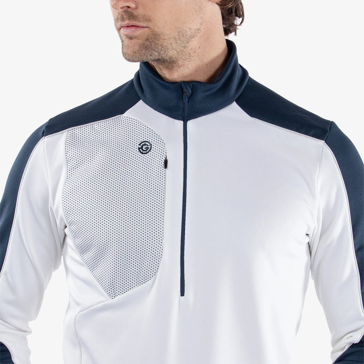 Dave is a Insulating golf mid layer for Men in the color White/Navy(3)