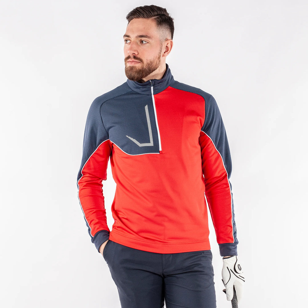 Daxton is a Insulating golf mid layer for Men in the color Sporty Red(1)
