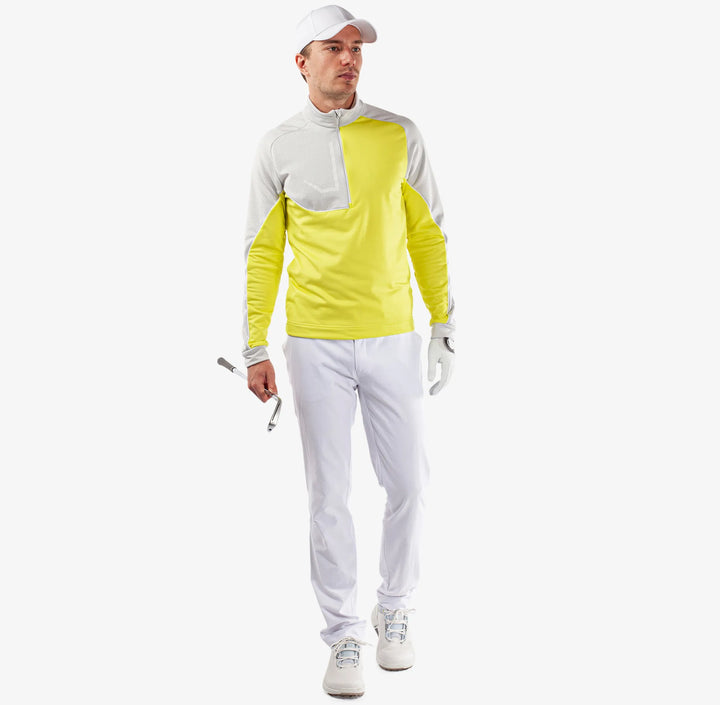 Daxton is a Insulating golf mid layer for Men in the color Sunny Lime/Cool Grey/White(2)