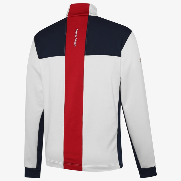 Dean is a Insulating golf mid layer for Men in the color White/Navy/Red(1)