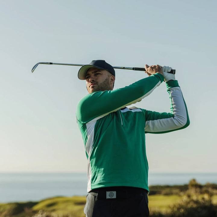 Dean is a Insulating golf mid layer for Men in the color Navy/Golf Green(7)