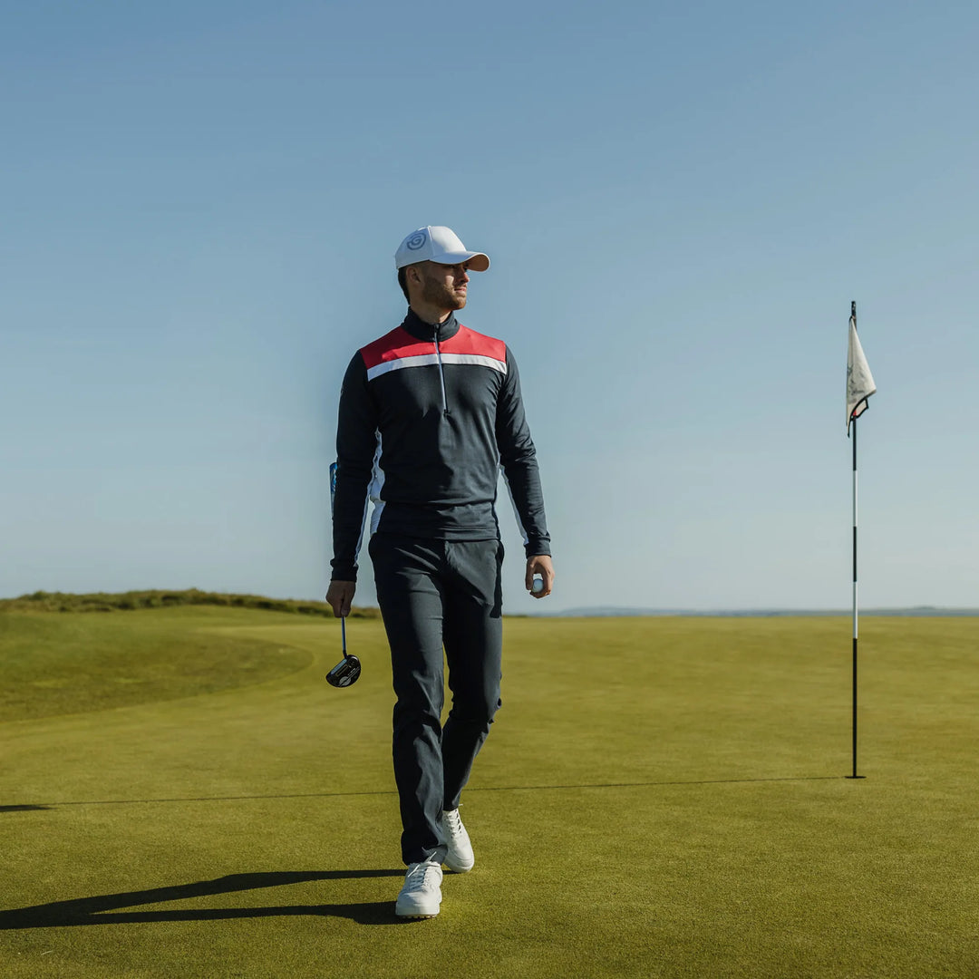 Dean is a Insulating golf mid layer for Men in the color Navy/Red(8)