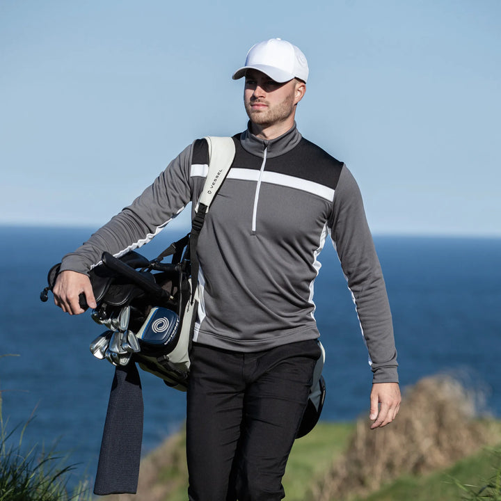 Dean is a Insulating golf mid layer for Men in the color Forged Iron/Black (8)