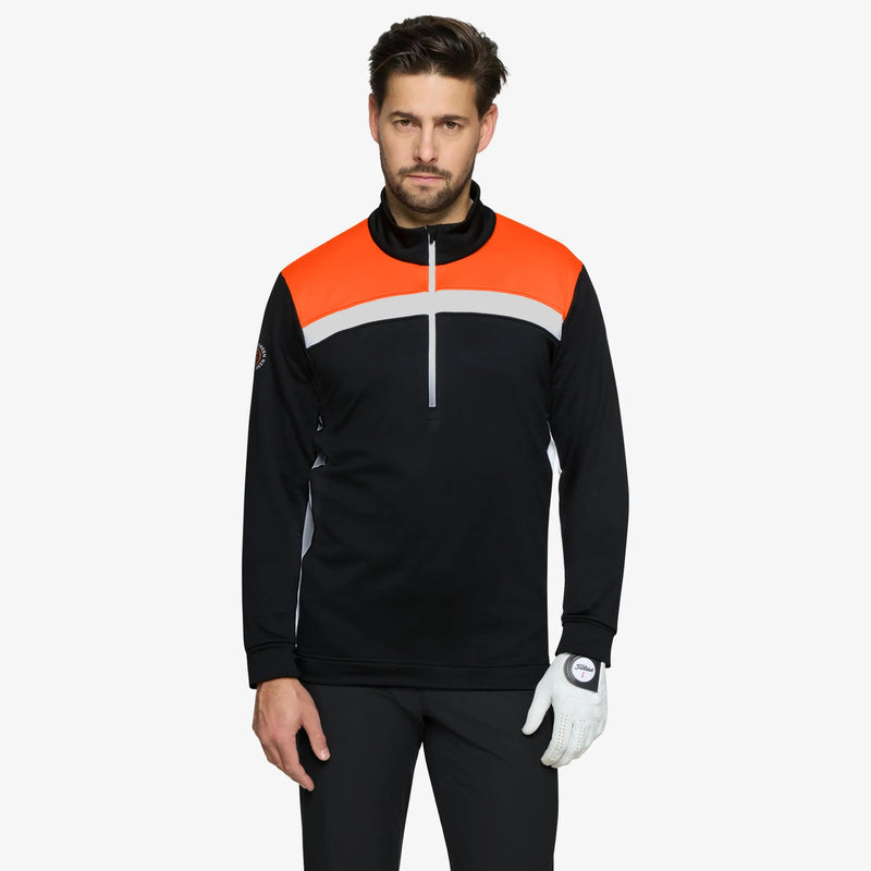 Dean is a Insulating golf mid layer for Men in the color Black/White/Orange(1)
