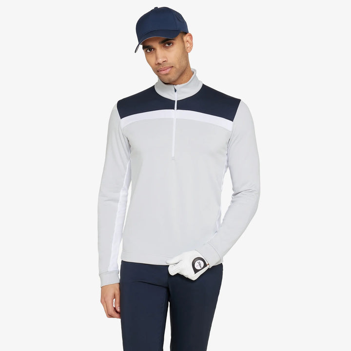Dean is a Insulating golf mid layer for Men in the color Cool Grey/Navy(1)