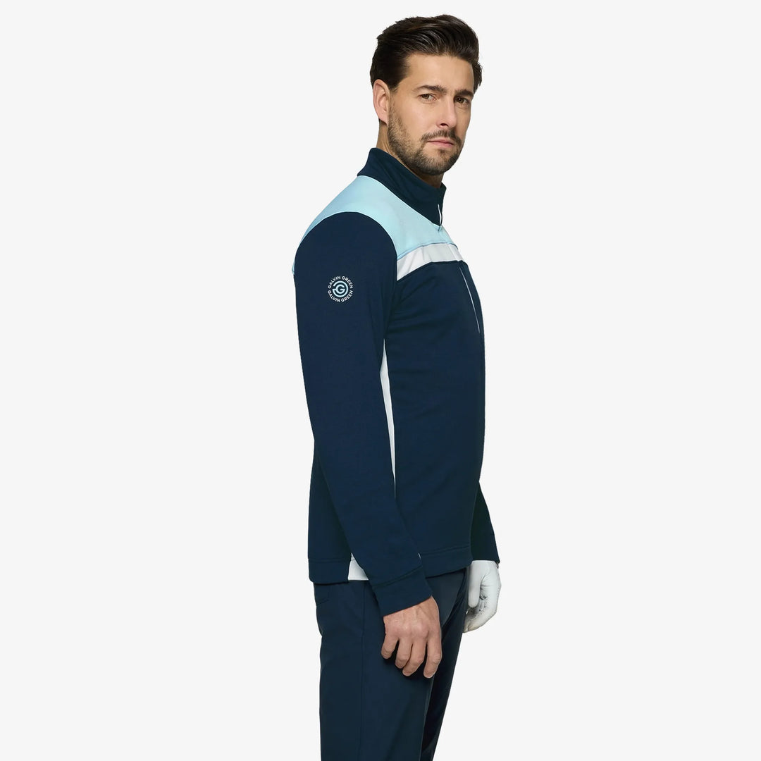 Dean is a Insulating golf mid layer for Men in the color Crystal Blue/Navy(3)