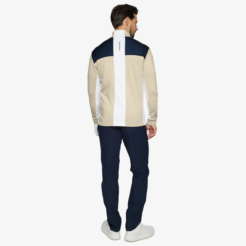 Dean is a Insulating golf mid layer for Men in the color Sand/Navy(5)