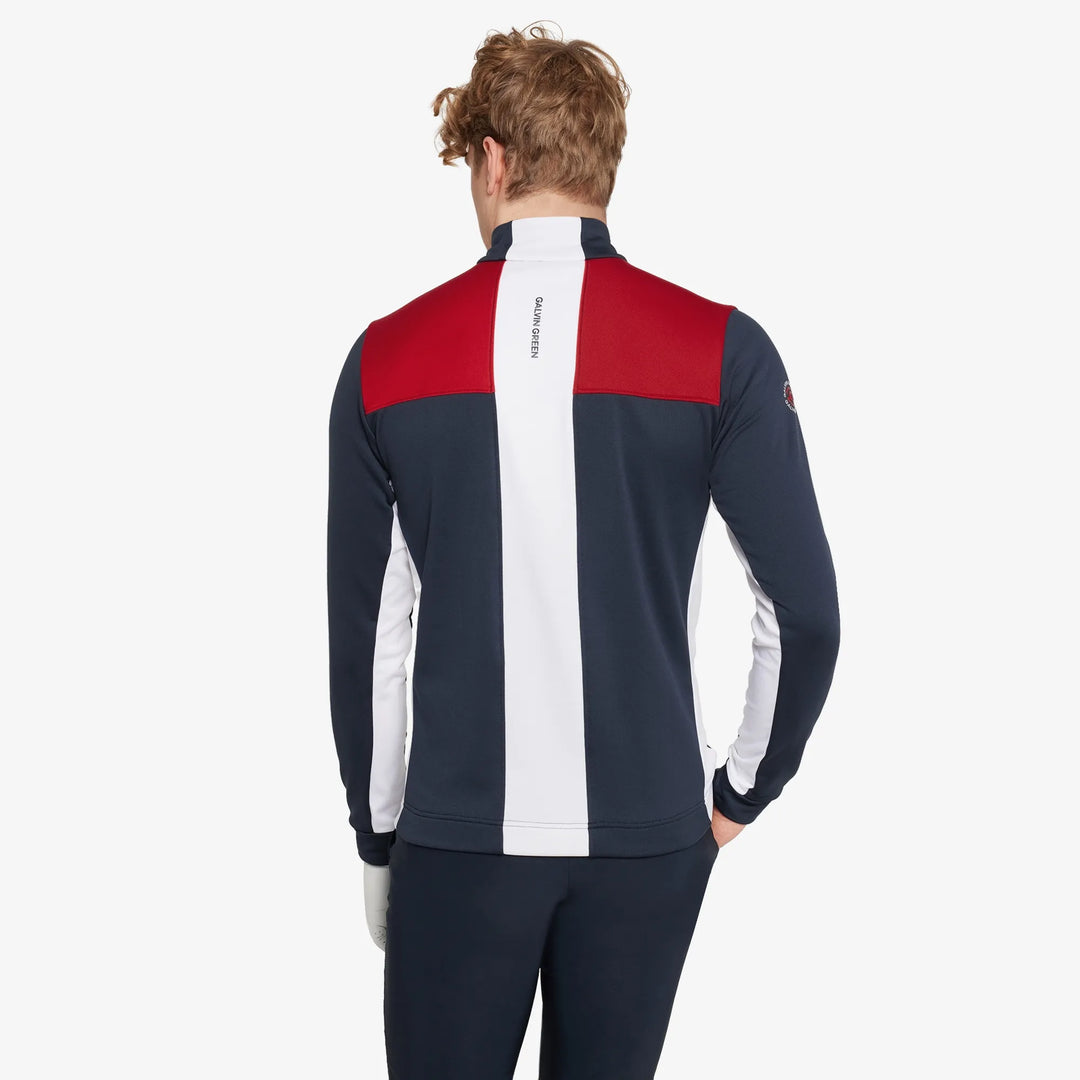 Dean is a Insulating golf mid layer for Men in the color Navy/Red(4)