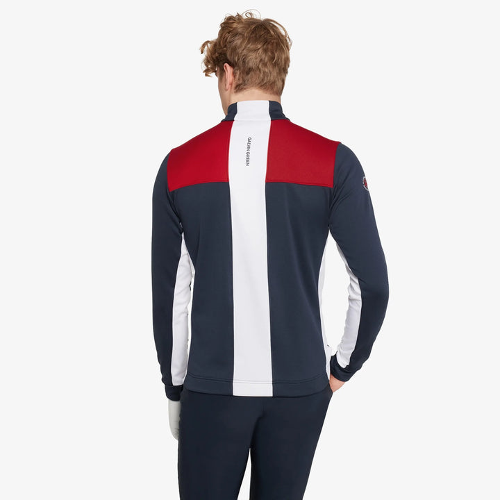 Dean is a Insulating golf mid layer for Men in the color Navy/Red(4)