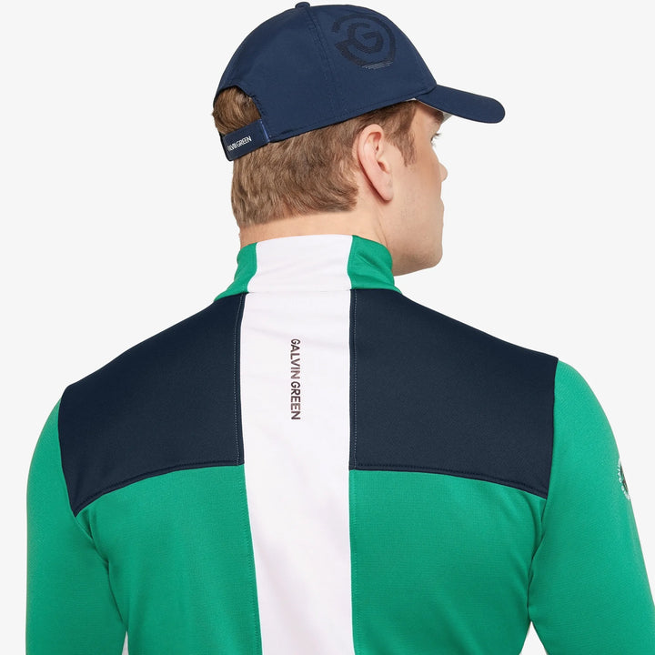 Dean is a Insulating golf mid layer for Men in the color Navy/Golf Green(4)