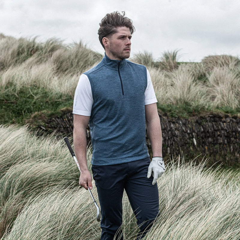 Del is a Insulating golf vest for Men in the color Blue Melange (8)
