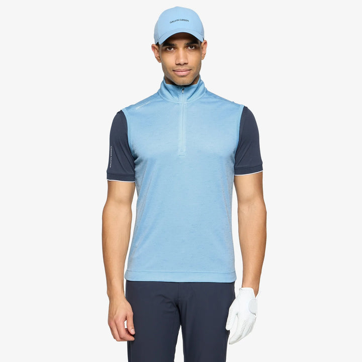 Del is a Insulating golf vest for Men in the color Crystal Blue Melange(1)