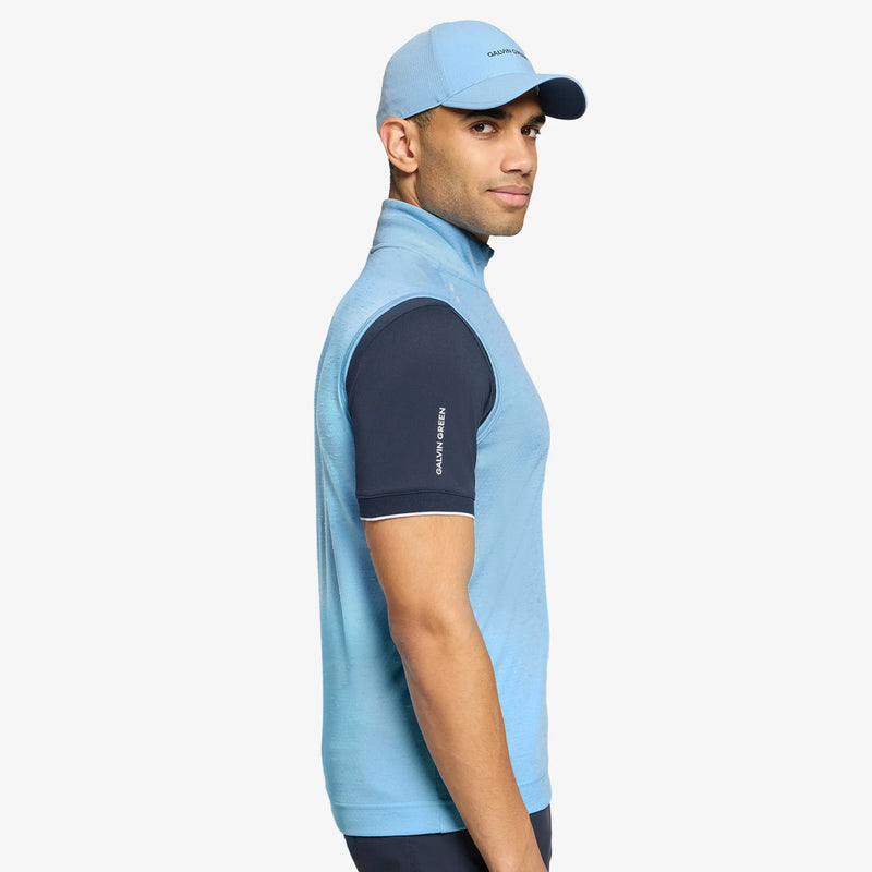 Del is a Insulating golf vest for Men in the color Crystal Blue Melange(3)