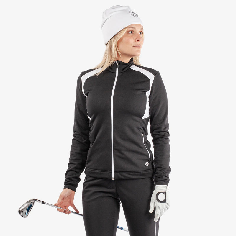 Destiny is a Insulating golf mid layer for Women in the color Black/White(1)