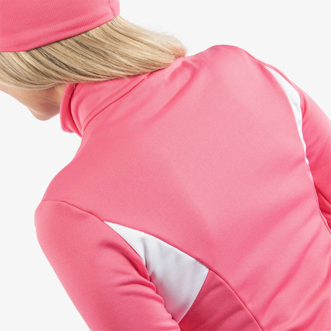 Destiny is a Insulating golf mid layer for Women in the color Camelia Rose/White(5)