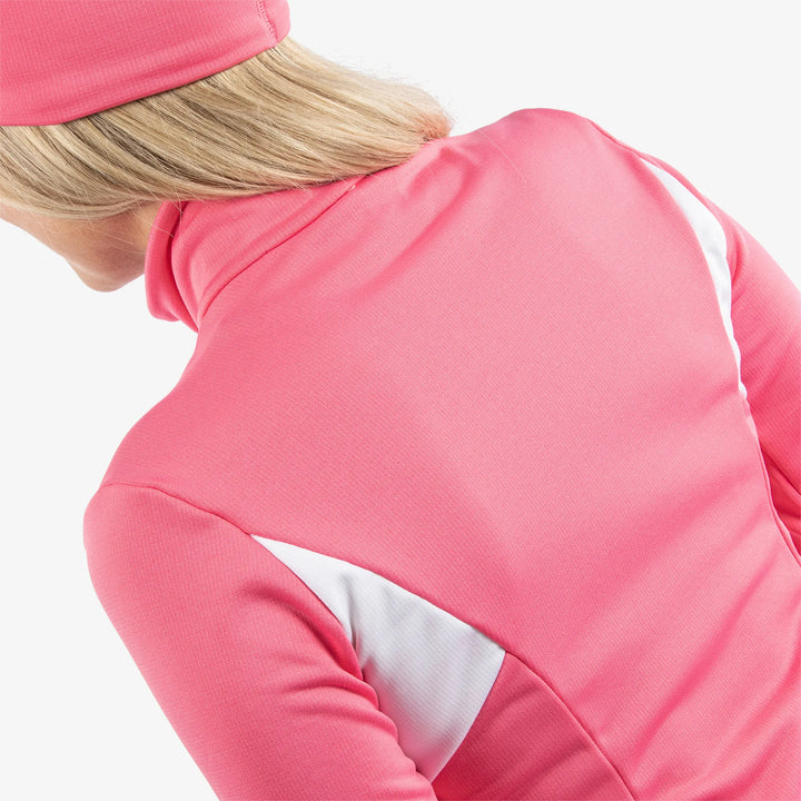 Destiny is a Insulating golf mid layer for Women in the color Camelia Rose/White(5)