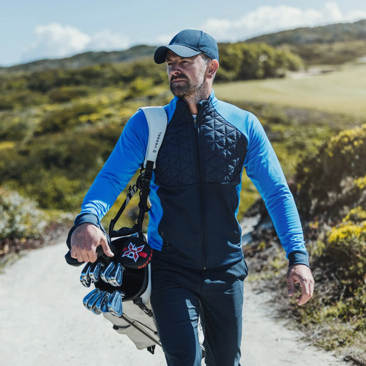 Dexter is a Insulating golf mid layer for Men in the color Navy/Blue(5)