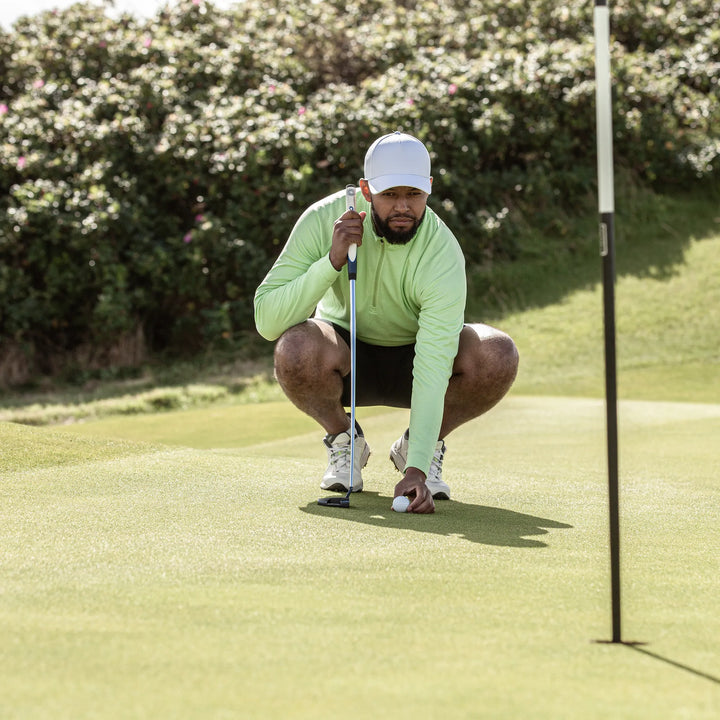 Dion is a Insulating golf mid layer for Men in the color Fresh Green Melange(8)