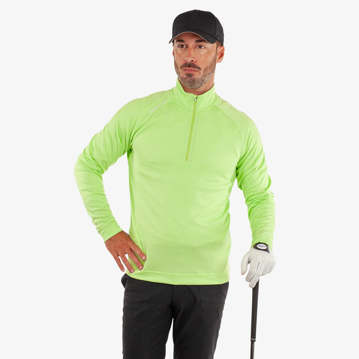 Dion is a Insulating golf mid layer for Men in the color Fresh Green Melange(1)