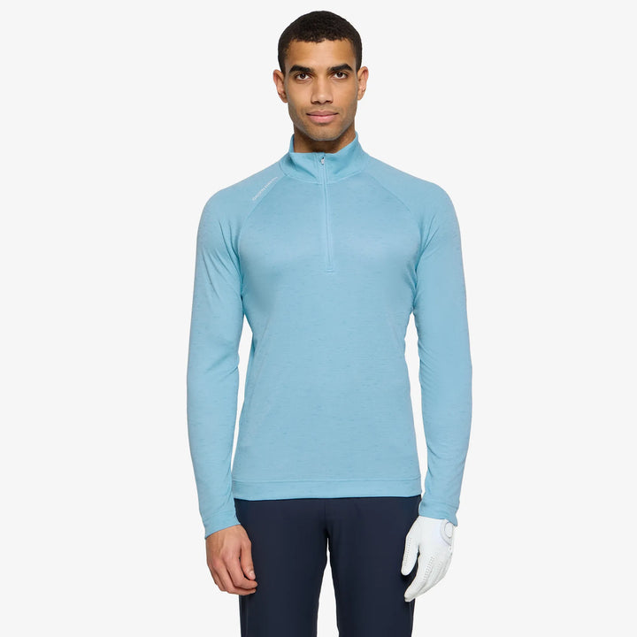 Dion is a Insulating golf mid layer for Men in the color Crystal Blue Melange(1)