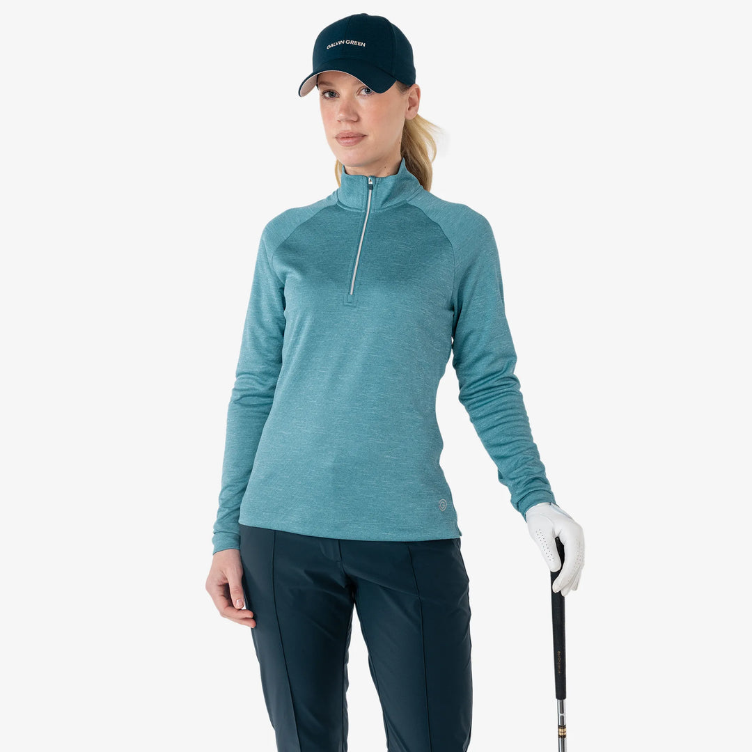 Diora is a Insulating golf mid layer for Women in the color Storm Blue Melange(1)