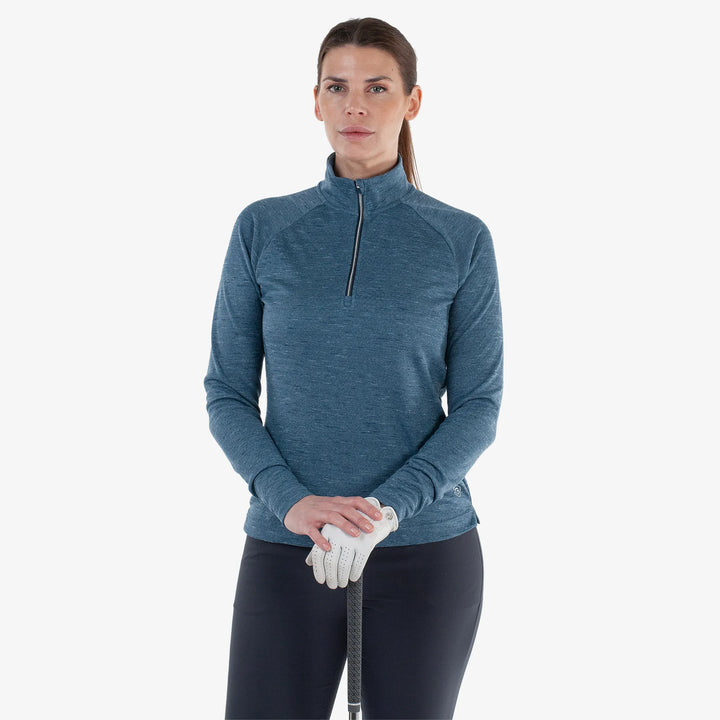 Diora is a Insulating golf mid layer for Women in the color Blue Melange (1)