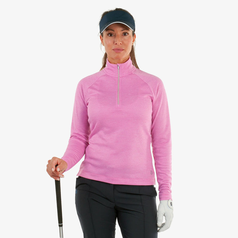 Diora is a Insulating golf mid layer for Women in the color Fuchsia melange(2)