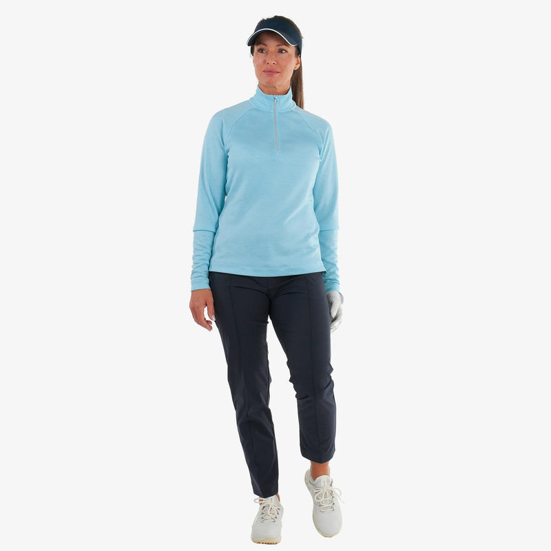 Diora is a Insulating golf mid layer for Women in the color Crystal Blue Melange(2)