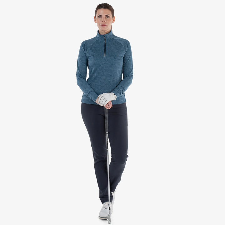 Diora is a Insulating golf mid layer for Women in the color Blue Melange (2)