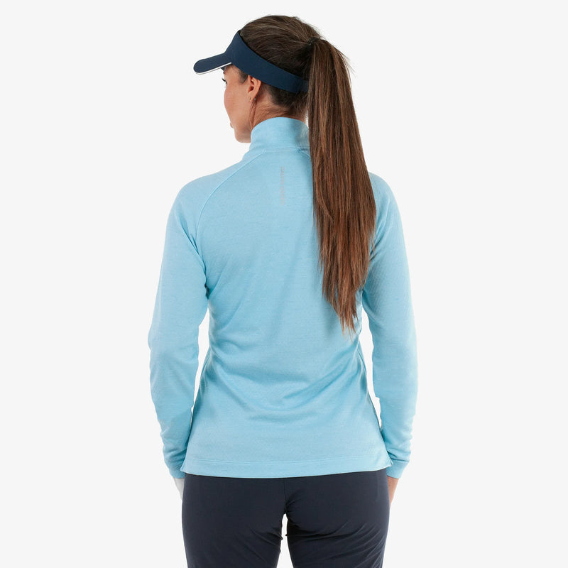 Diora is a Insulating golf mid layer for Women in the color Crystal Blue Melange(4)