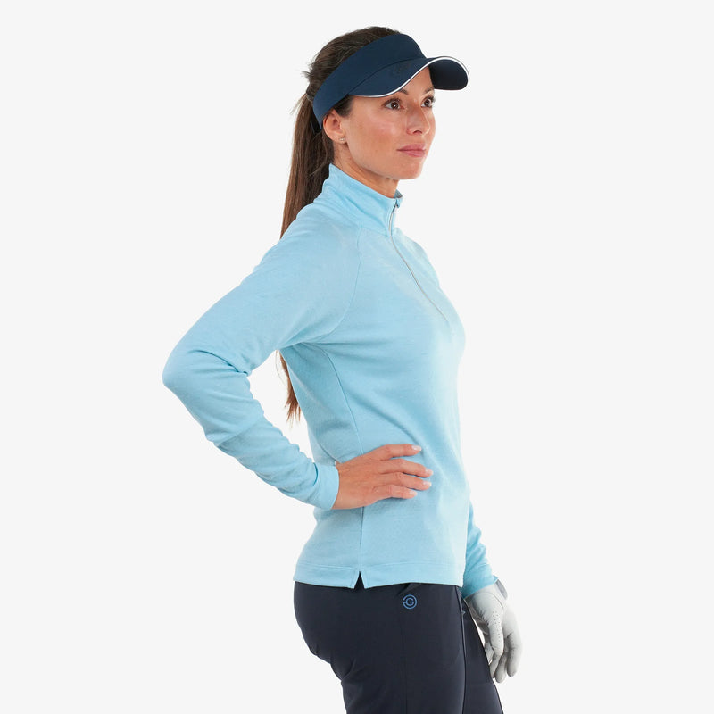 Diora is a Insulating golf mid layer for Women in the color Crystal Blue Melange(3)