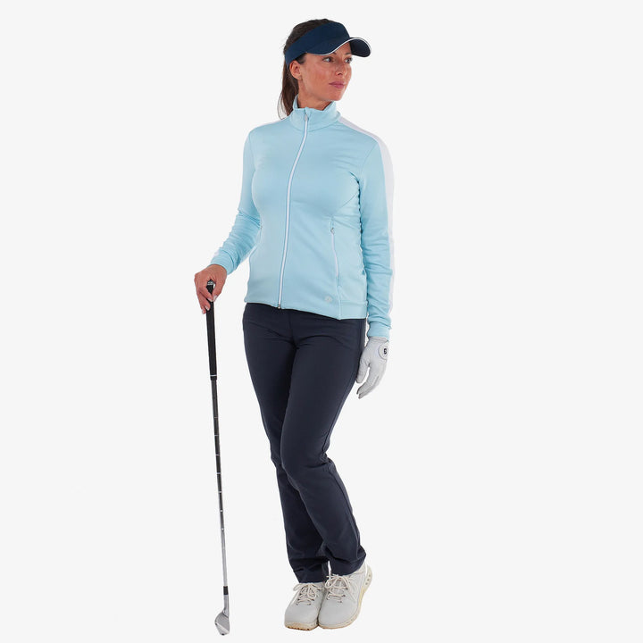 Dixie is a Insulating golf mid layer for Women in the color Crystal Blue/White(2)