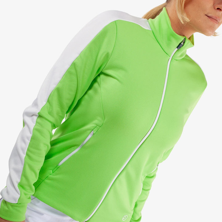 Dixie is a Insulating golf mid layer for Women in the color Fresh Green/White(3)