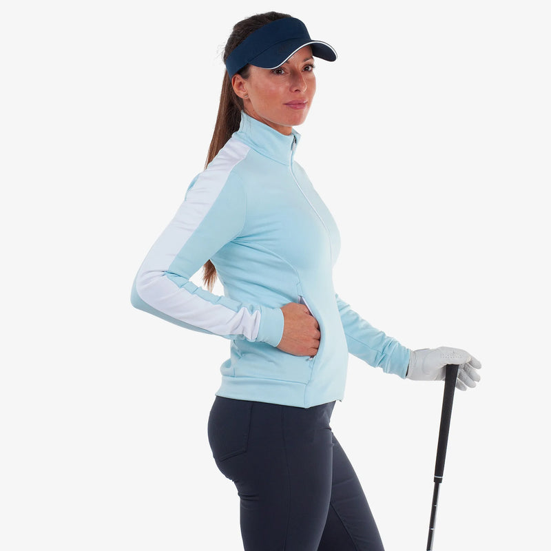 Dixie is a Insulating golf mid layer for Women in the color Crystal Blue/White(3)