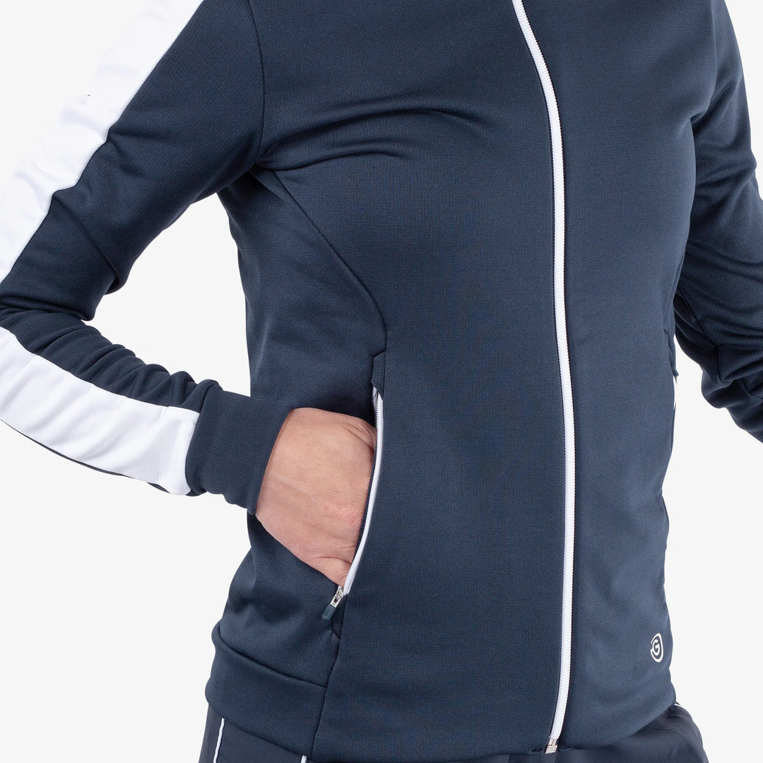 Dixie is a Insulating golf mid layer for Women in the color Navy/White(5)