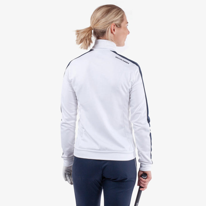 Dixie is a Insulating golf mid layer for Women in the color White/Navy(5)