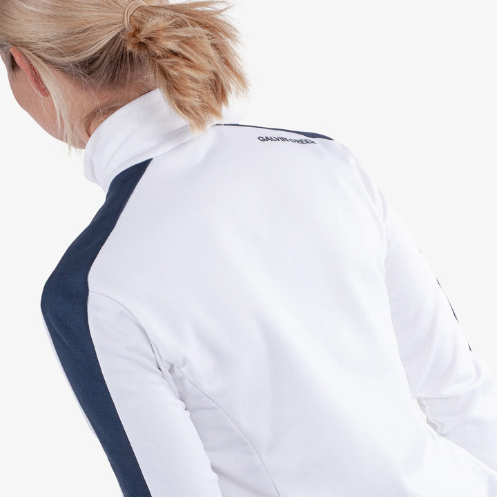 Dixie is a Insulating golf mid layer for Women in the color White/Navy(6)