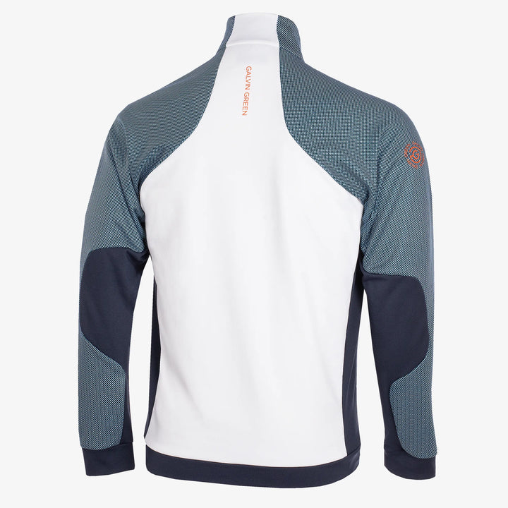 Donald is a Insulating golf mid layer for Men in the color White/Navy/Orange(8)