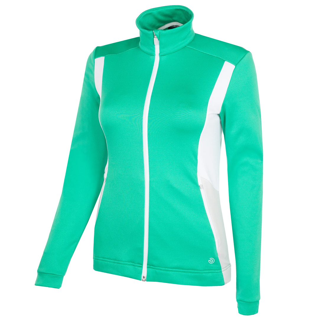Donella is a Insulating golf mid layer for Women in the color Holly Green/White/Cool Grey(0)