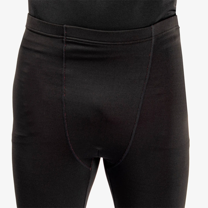 Elof is a Thermal base layer golf leggings for Men in the color Black/Red(4)