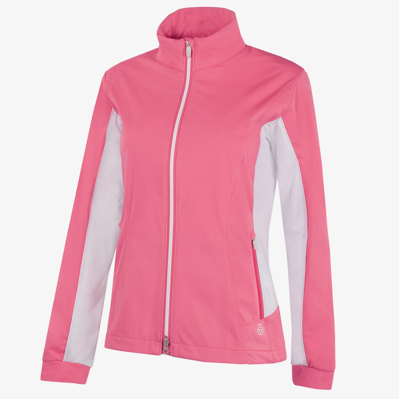 Larissa is a Windproof and water repellent golf jacket for Women in the color Camelia Rose/White(0)