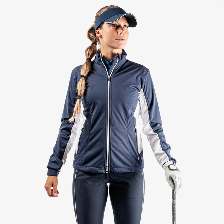 Larissa is a Windproof and water repellent golf jacket for Women in the color Navy/White(1)