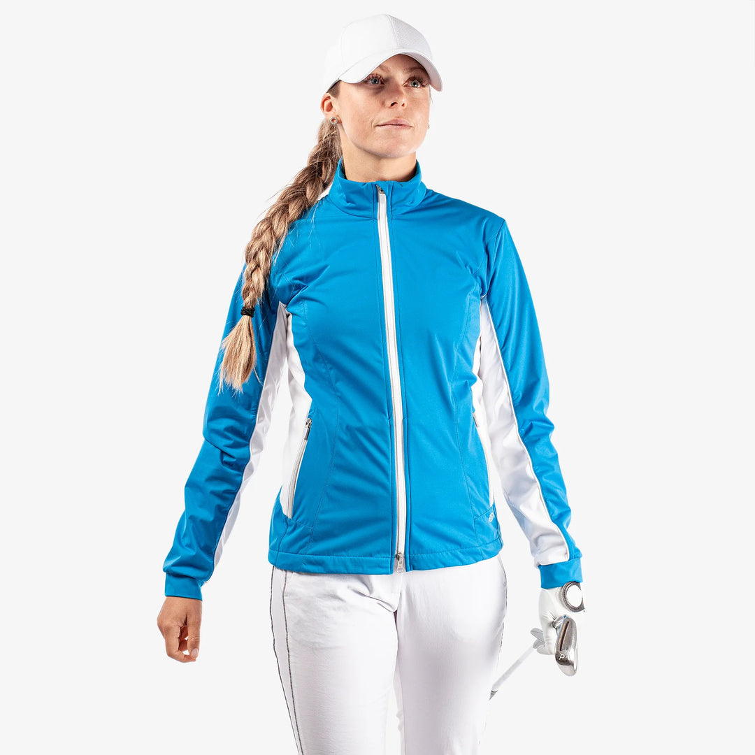 Larissa is a Windproof and water repellent golf jacket for Women in the color Blue/White(1)