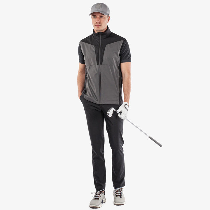 Lathan is a Windproof and water repellent golf vest for Men in the color Forged Iron/Black (2)