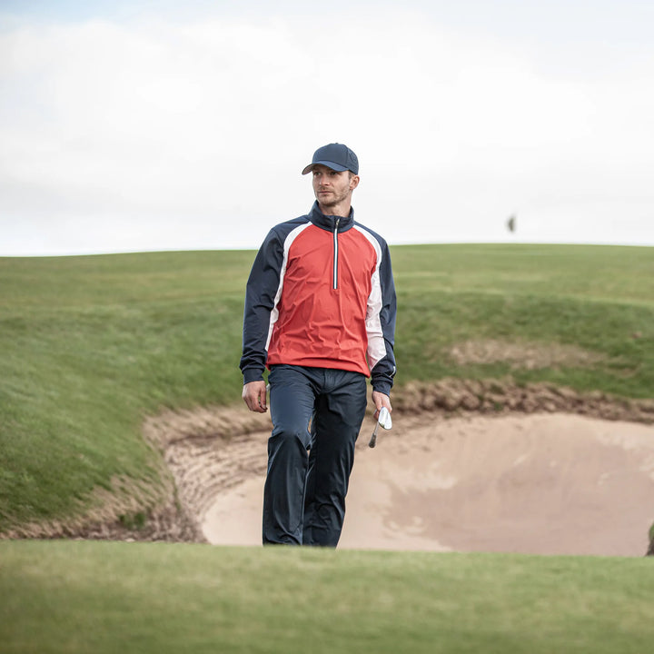 Laurent is a Windproof and water repellent golf jacket for Men in the color Red/Navy(8)