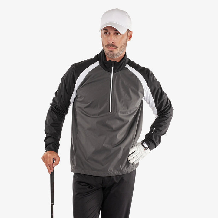 Laurent is a Windproof and water repellent golf jacket for Men in the color Forged Iron/Black (1)