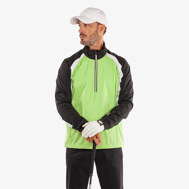 Laurent is a Windproof and water repellent golf jacket for Men in the color Fresh Green/Black(1)